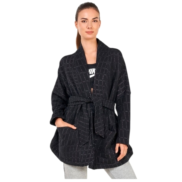 Nike Yoga Womens Therma Fit Luxe Jacquard Reversible Belted Robe Size 2XL - Picture 16 of 16